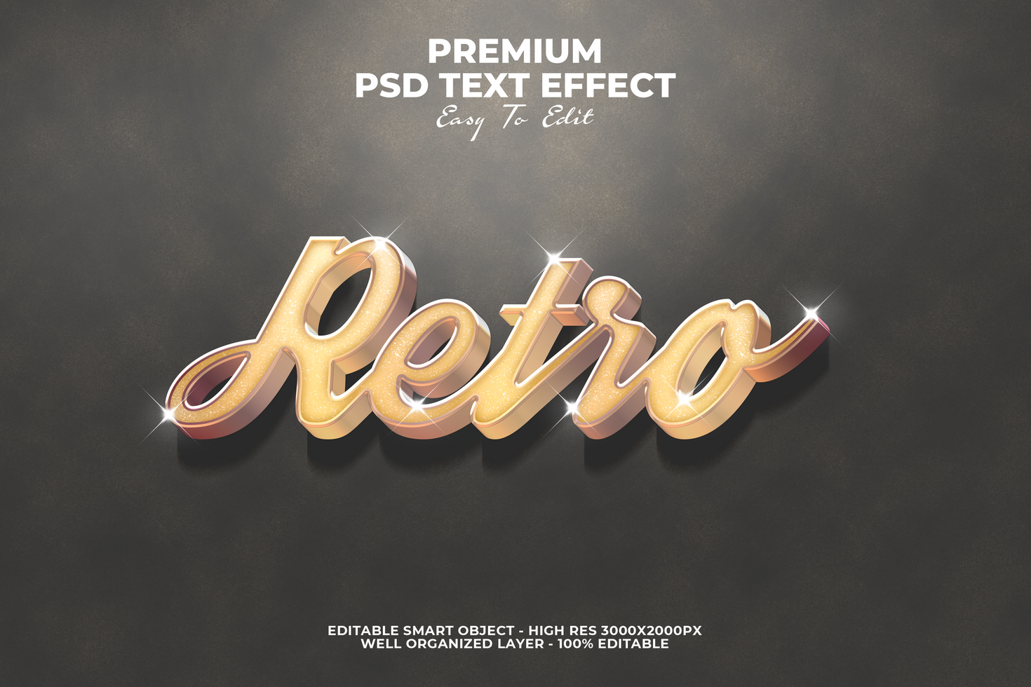 3D retro text effect psd