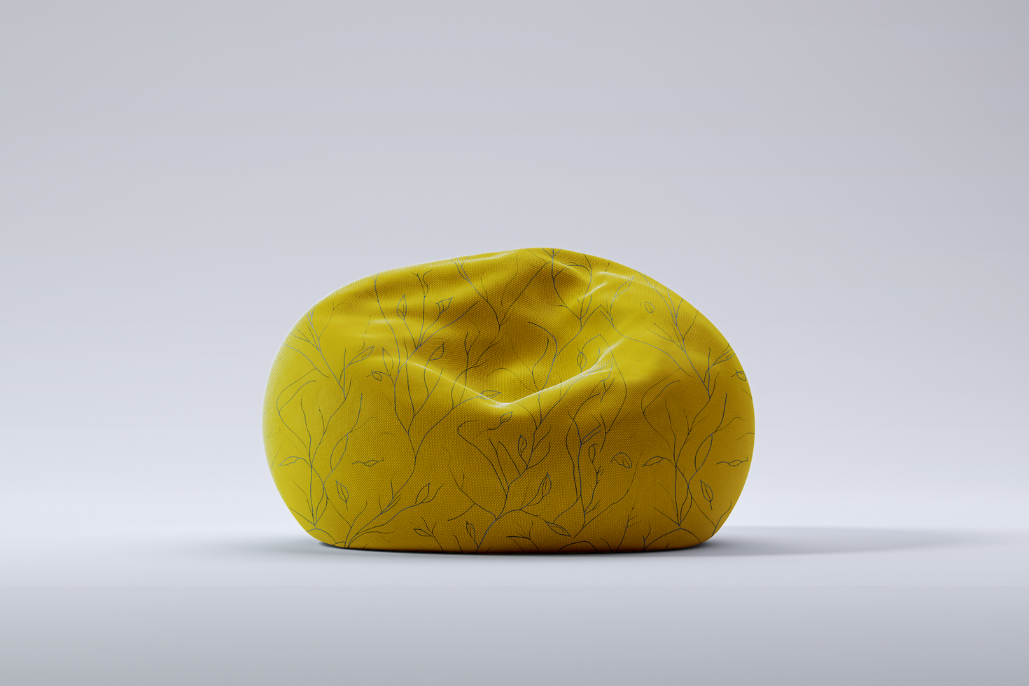 3d rendering rounded bean bag mockup template soft fluffy and comfortable seat psd