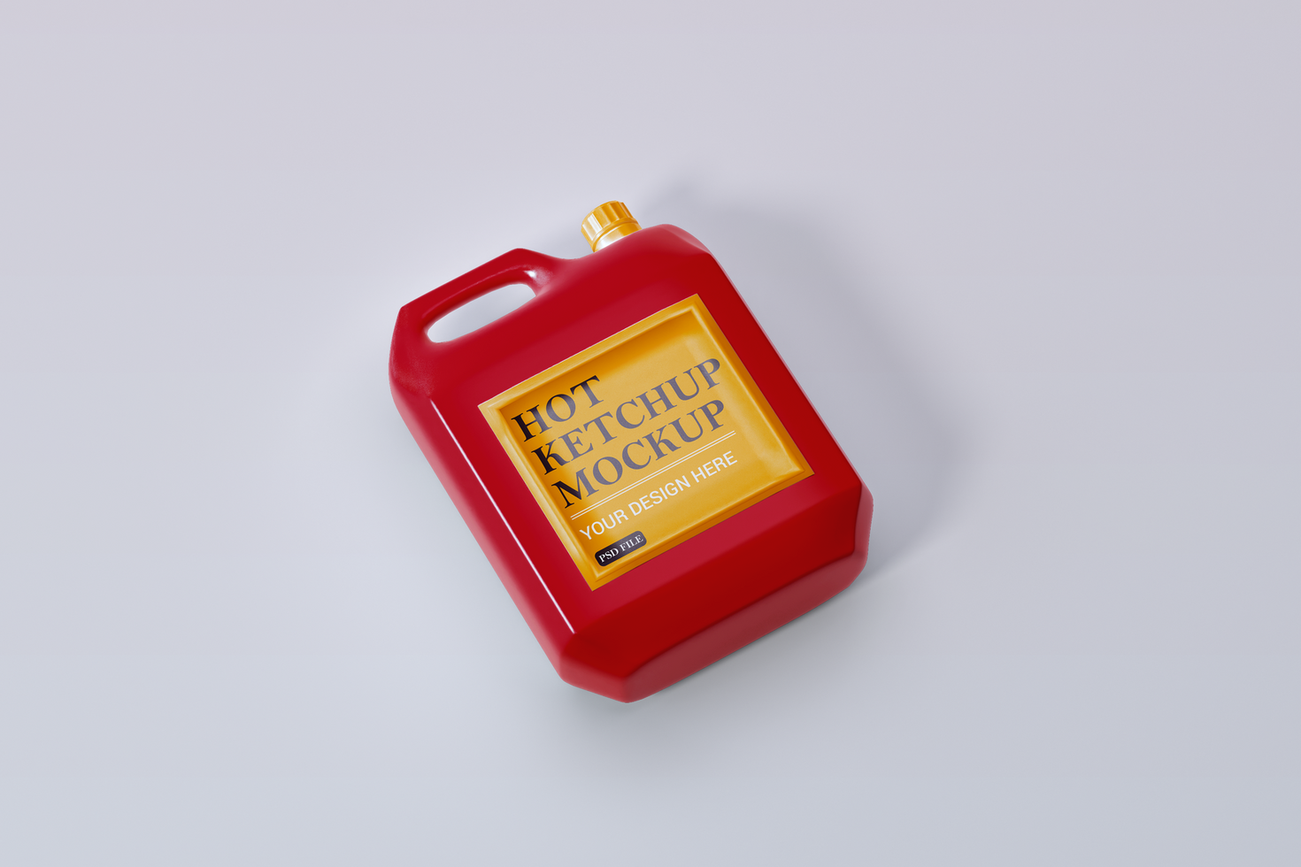 Hot ketchup packaging bottle mockup template Top view psd