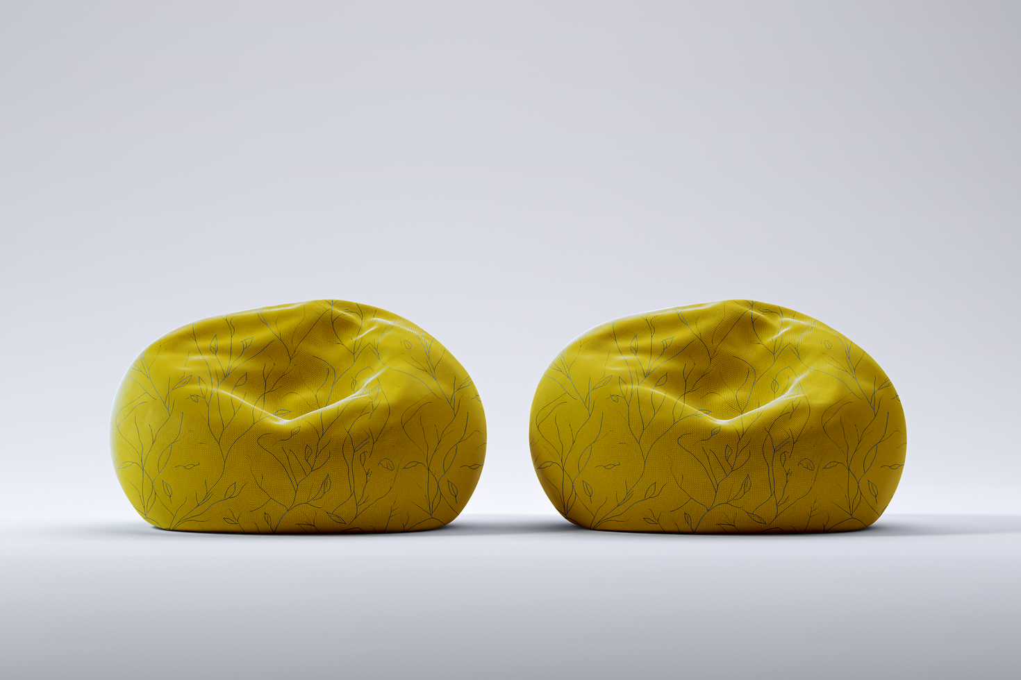 a pair of bean bags mockup template psd