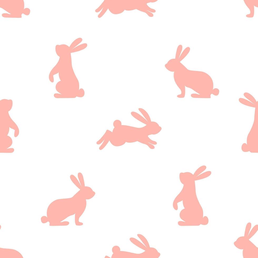 Cute hares seamless pattern. Baby Easter wallpaper.Pink love bunny background vector