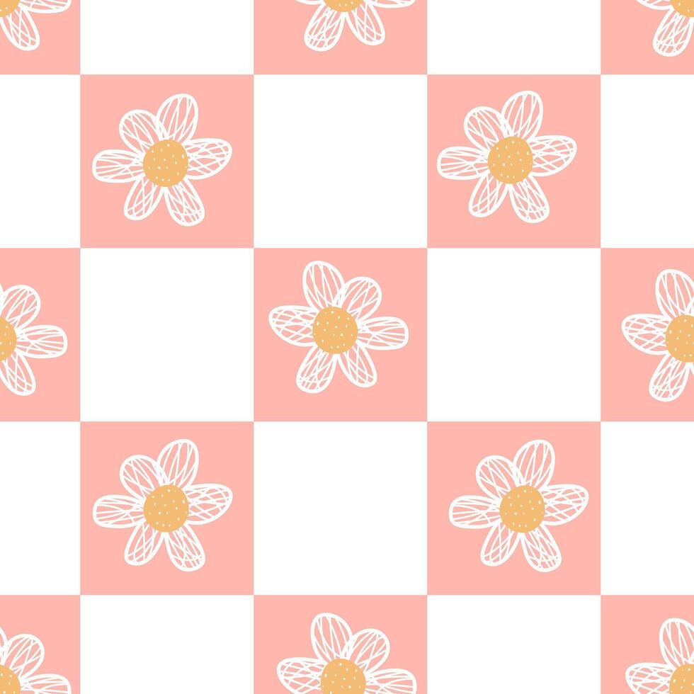 Cute flowers seamless pattern. Fashionable flower pattern for wrapping paper, wallpaper, stickers, notebook cover. vector