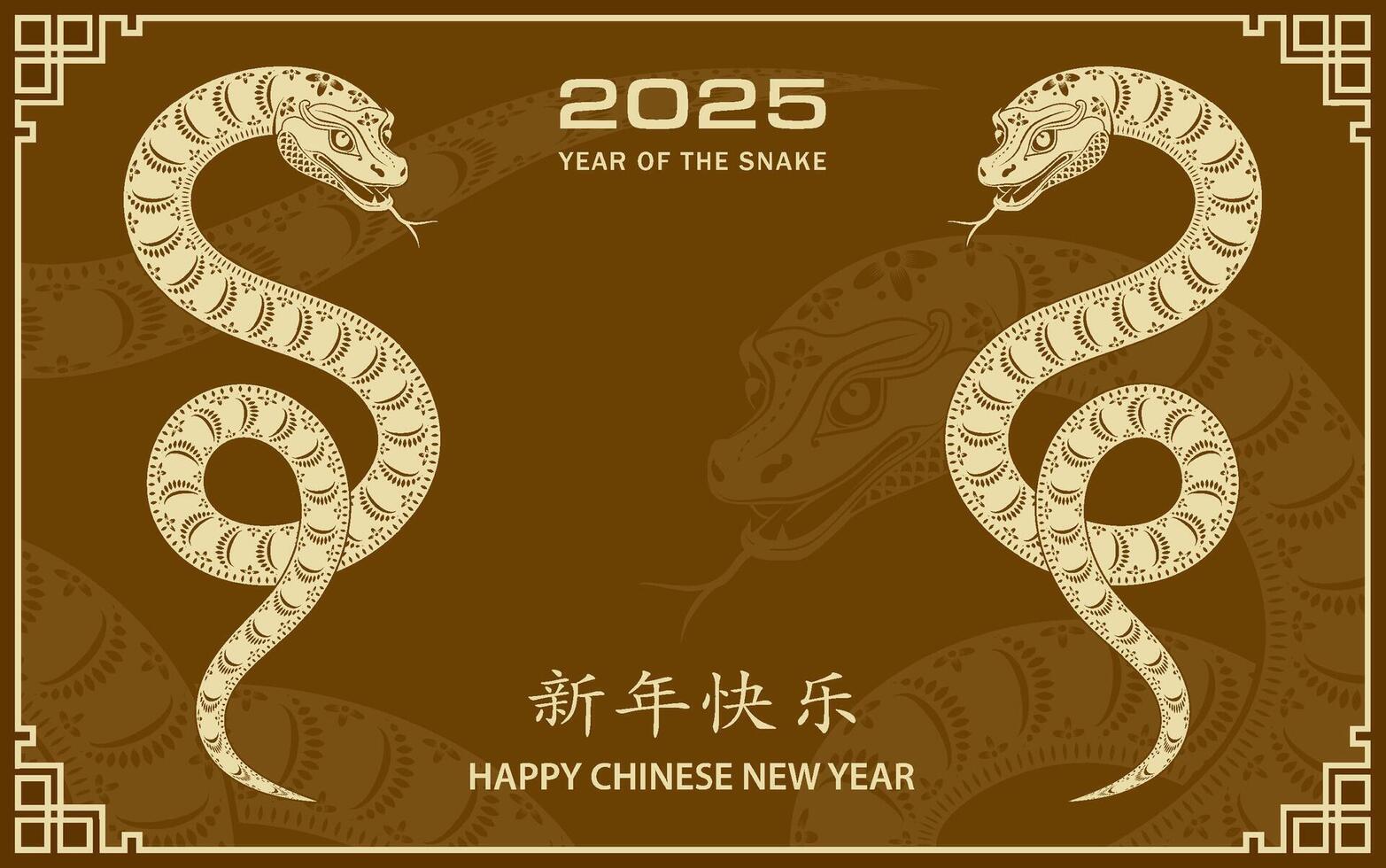 Happy Chinese new year 2025 Zodiac sign, year of the Snake vector