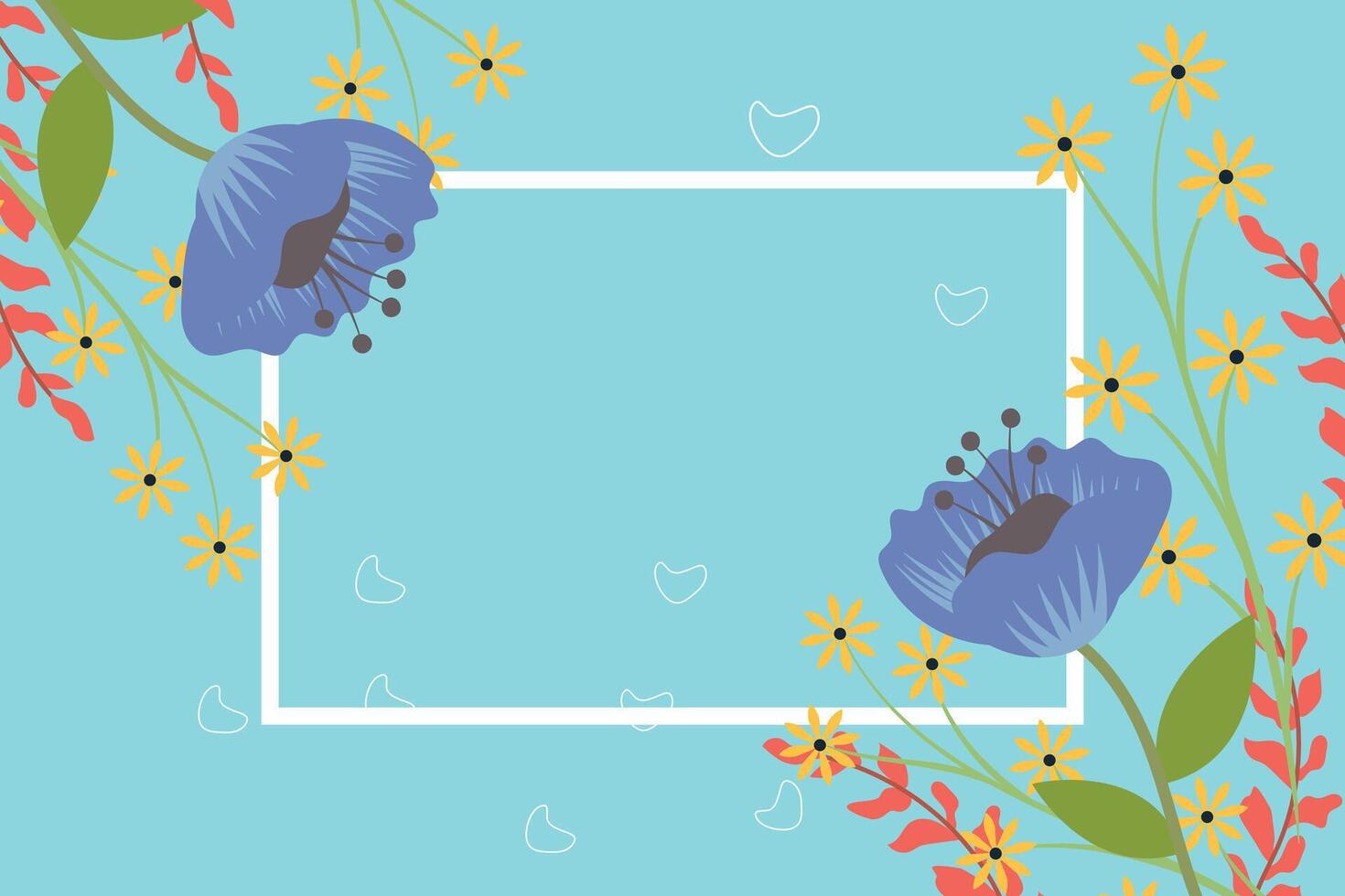 Frame with flowers. Spring summer vector illustration with place for text. Illustration template for poster, presentation, banner, social media.