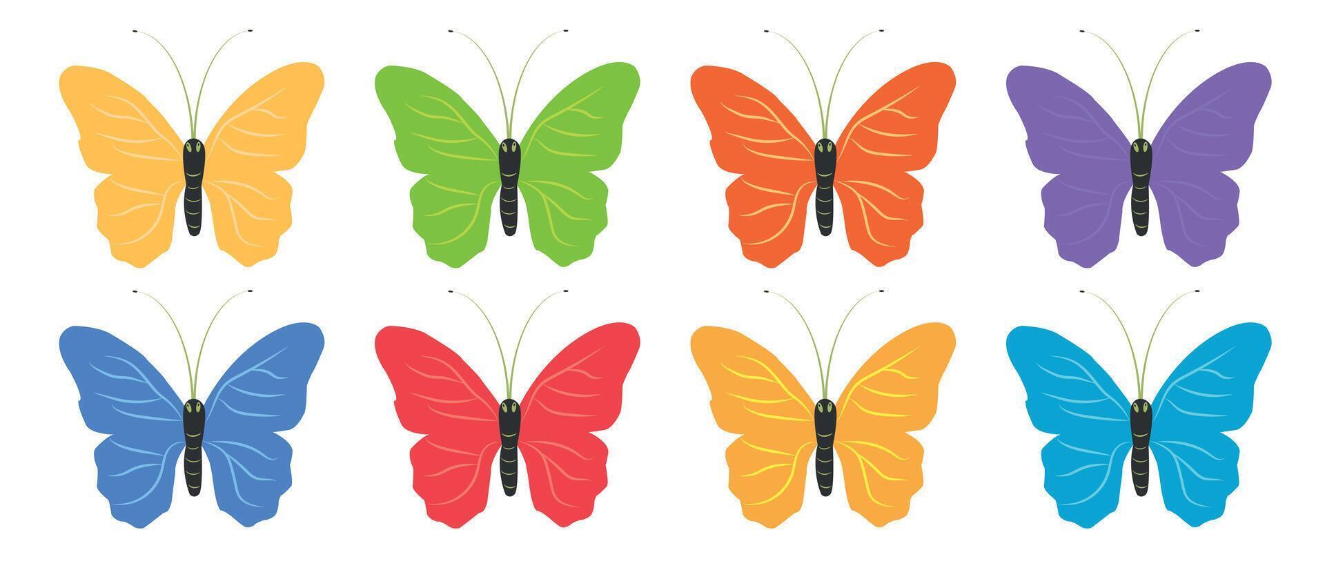 Large collection of colorful butterflies for your design. Design element. Vector illustration