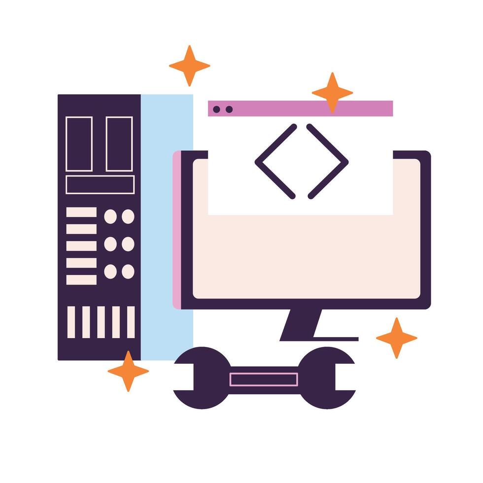 Fix The Computer Illustration vector