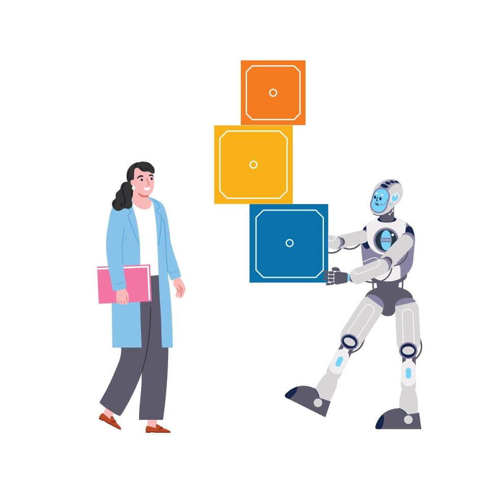 Robots Do Heavy Work Illustration vector