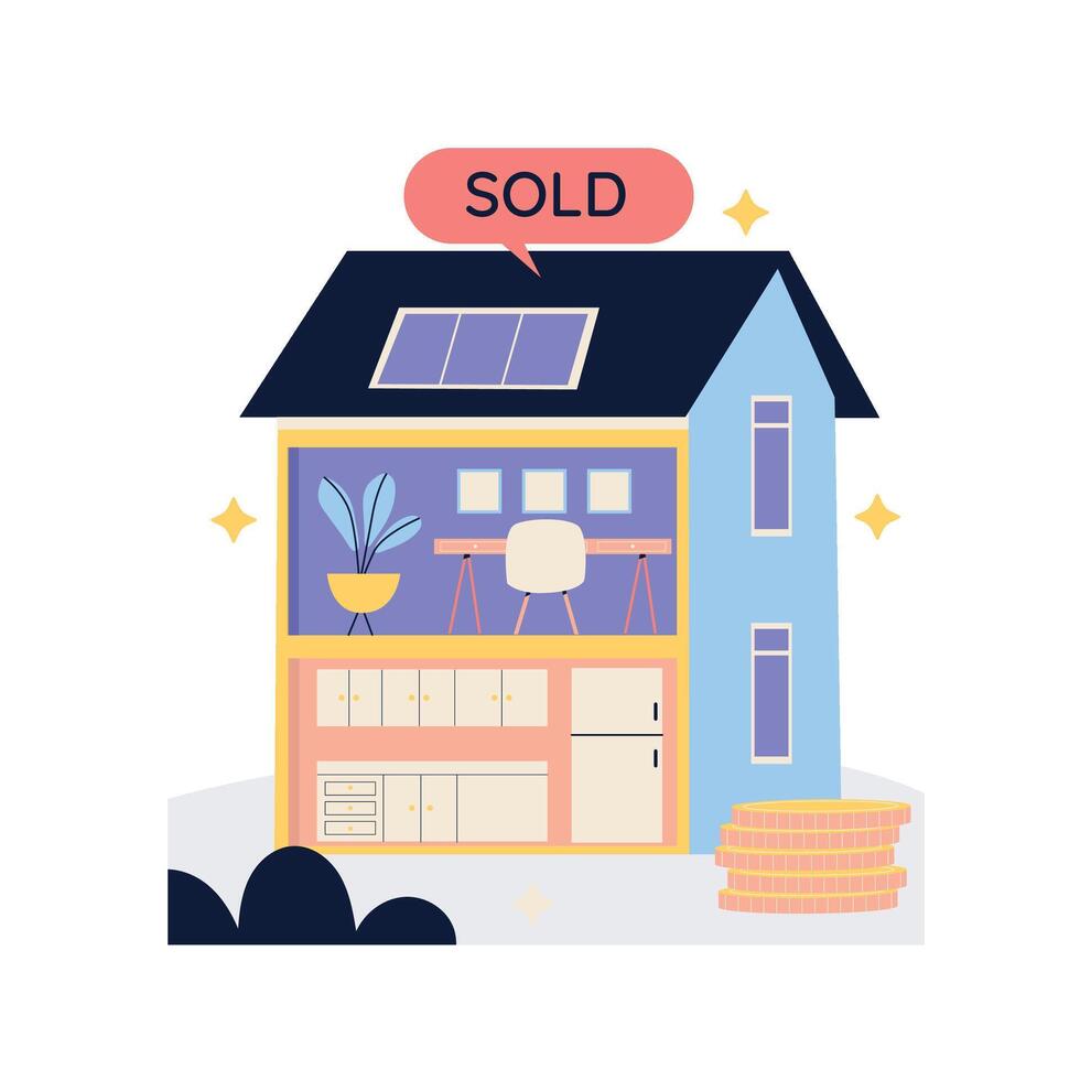 casa vendido ilustración vector
