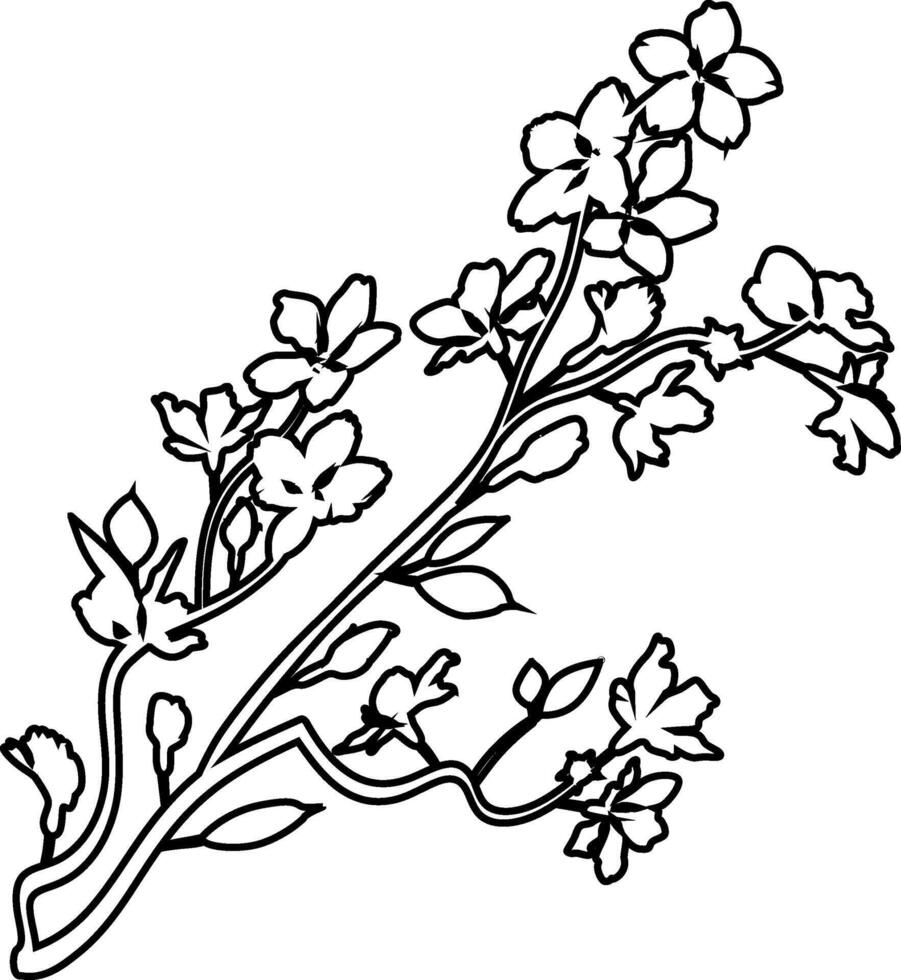 Sakura branch with flowers decoration. vector
