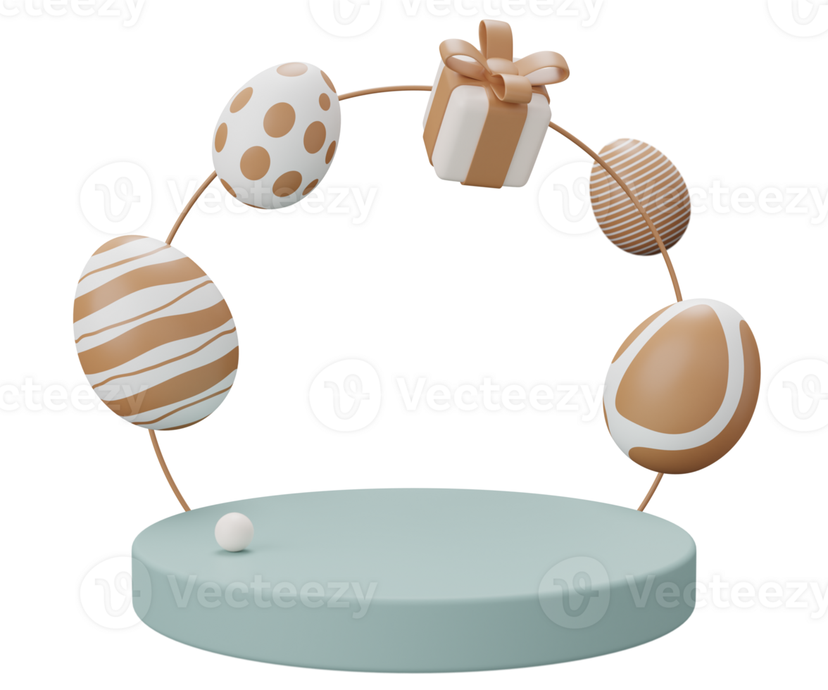 easter egg podium pedestal. 3d render illustration. Happy Easter pedestal scene for product display png