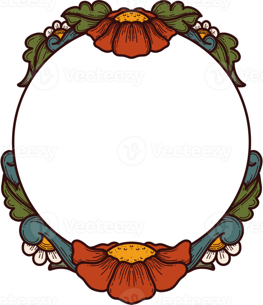Vintage flowers frame and elements png