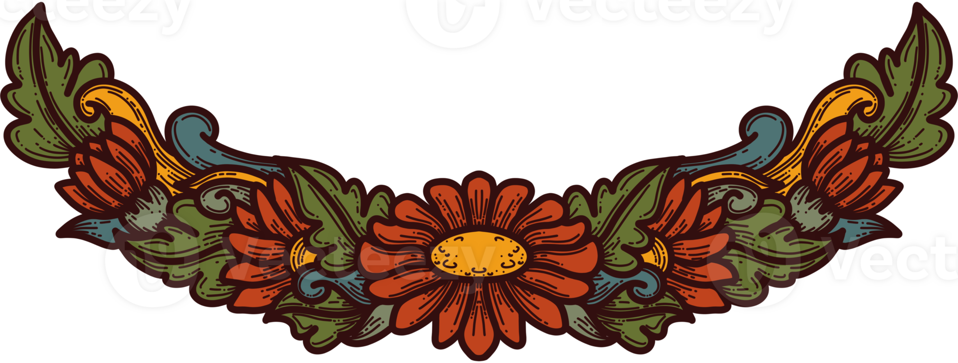 Vintage flowers frame and elements png