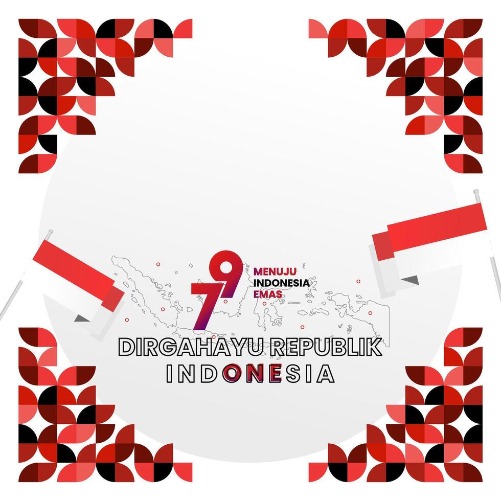 contento indonesio independencia día antecedentes en geométrico estilo. contento Indonesia nacional día cubrir con tipografía. vector ilustración. adecuado para saludo tarjetas, anuncios bandera y fiesta invitaciones
