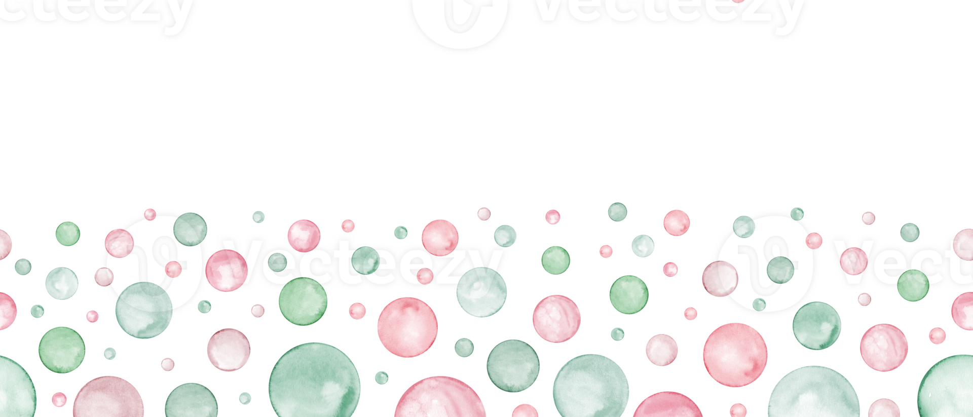 Banner of abstract seamless polka dot. Circle in soft pastel pink, green colors. Creative minimalist style. Splashes, bubbles, round doodle spots, brush strokes, stains. Watercolor illustration png