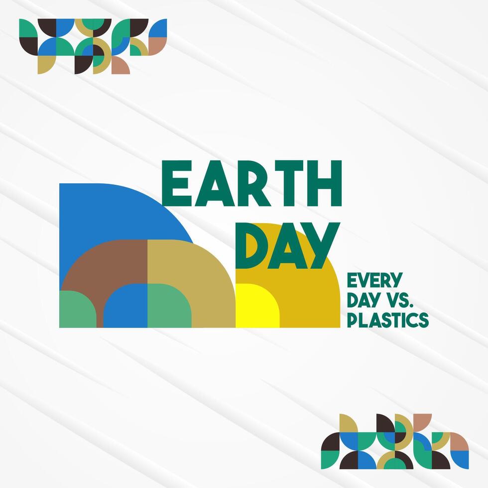 Earth day banner. Modern geometric abstract background in environmental colors for Earth Day. Happy Earth Day greeting card cover with text. Vector illustration of Earth Day for awareness