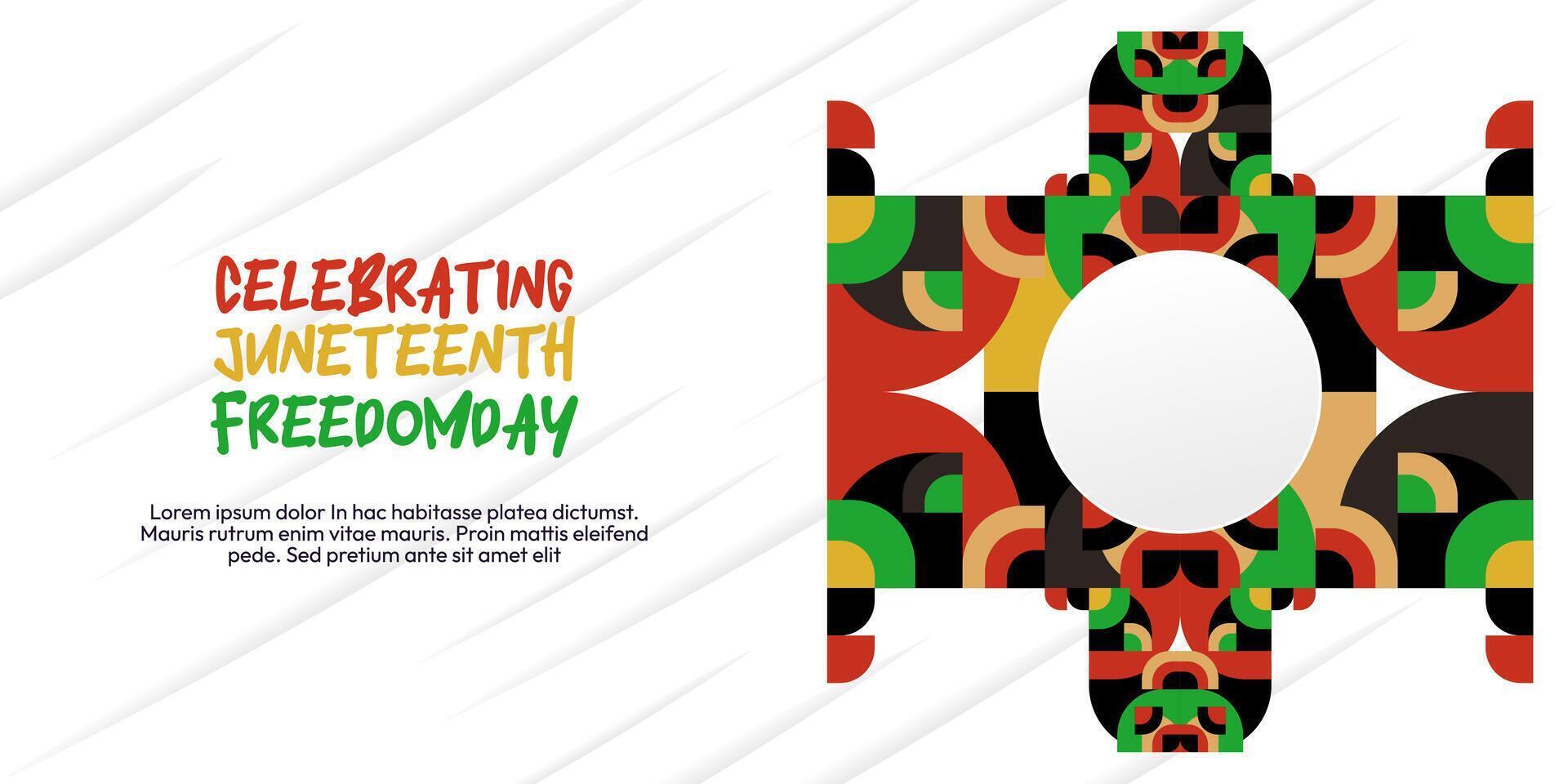 Juneteenth freedom day banner. African American Freedom Day to celebrate. Abstract background with geometric design for Juneteenth Freedom day vector