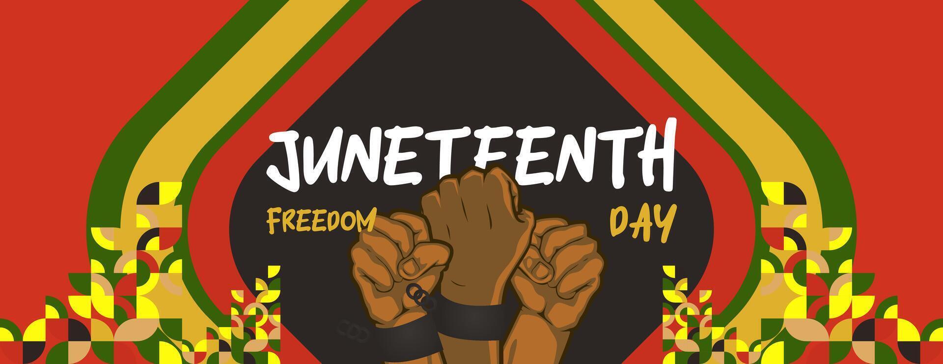 diecinueve de junio libertad día bandera. africano americano libertad día a celebrar. resumen antecedentes con geométrico diseño para diecinueve de junio libertad día vector