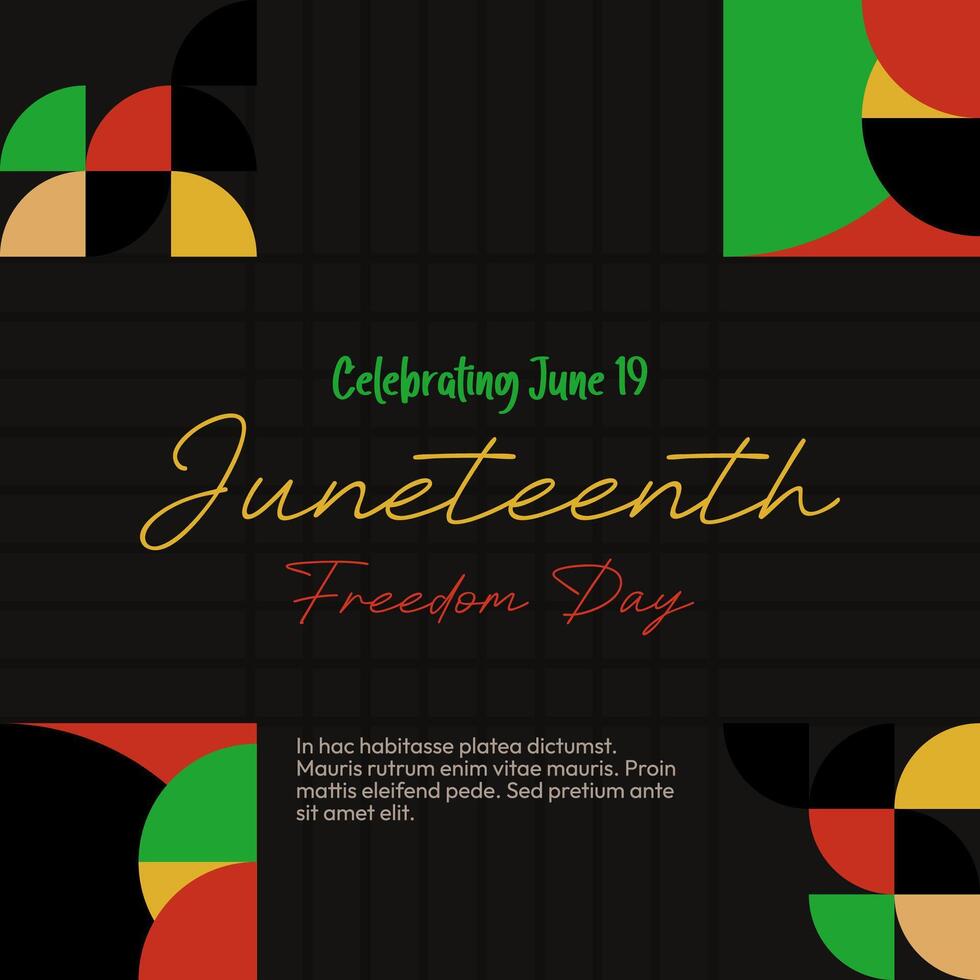 diecinueve de junio libertad día bandera. africano americano libertad día a celebrar. resumen antecedentes con geométrico diseño para diecinueve de junio libertad día vector