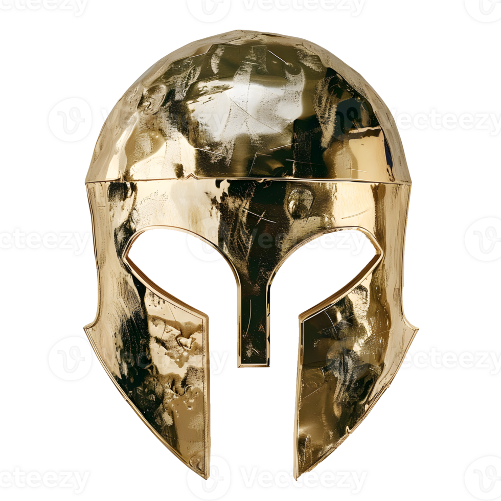AI generated Golden Medieval Helmet Isolated On Transparent Background png