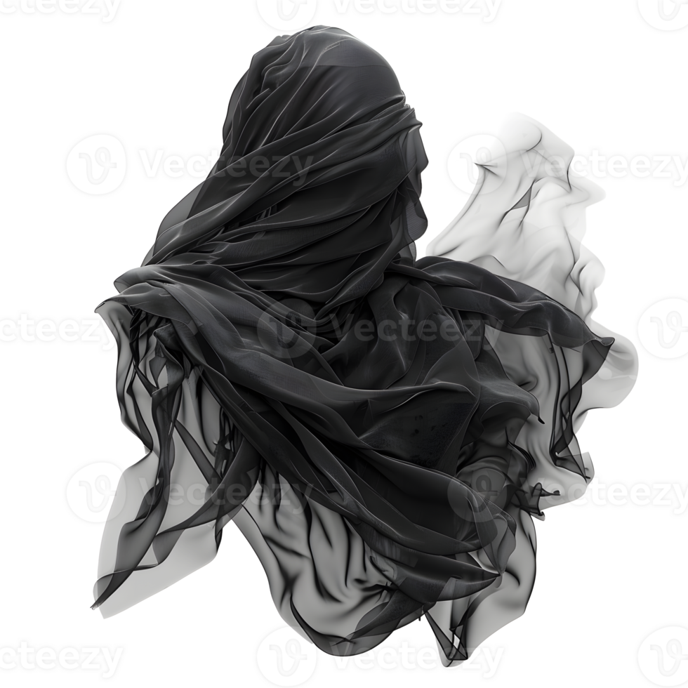 AI generated Head anatomy inside black cloth in motion PNG