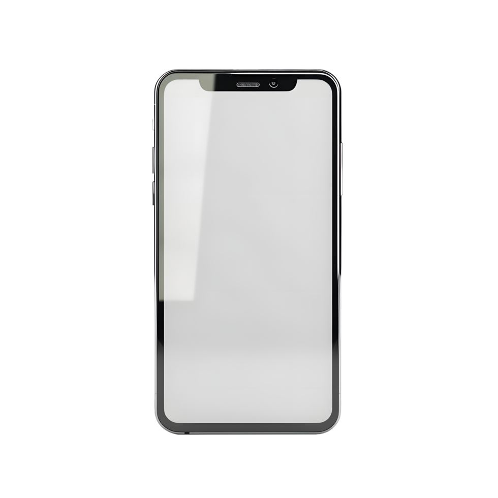 AI generated Realistic smartphone with blank screen isolated on transparent background png