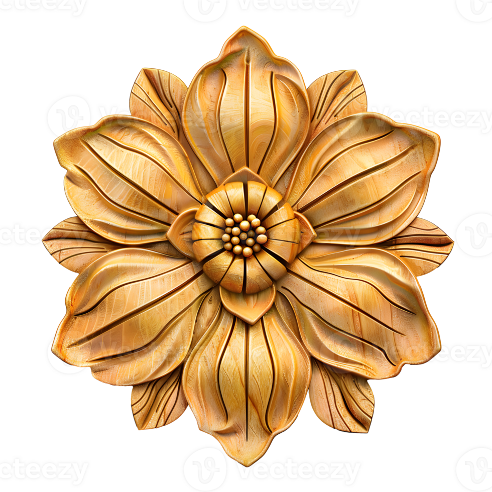 AI generated Wooden flower isolated on transparent background png