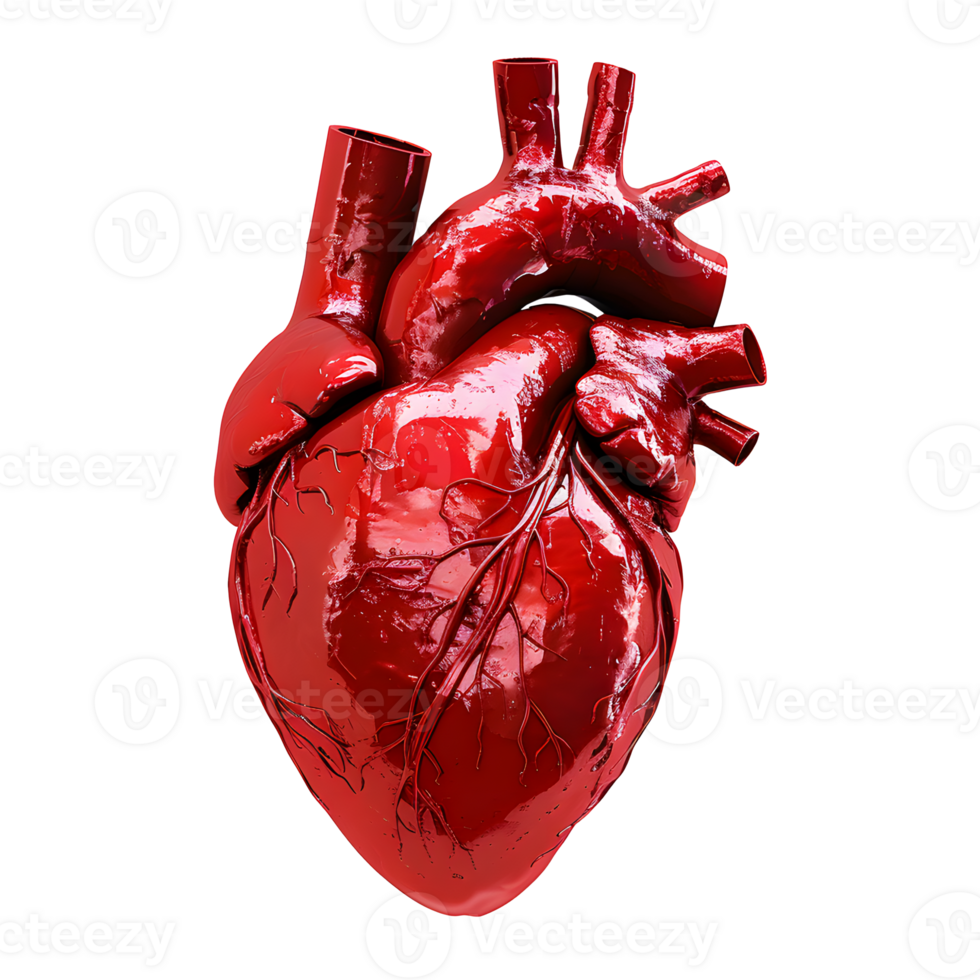 ai generato umano cuore. realistico 3d umano cuore su trasparente sfondo png