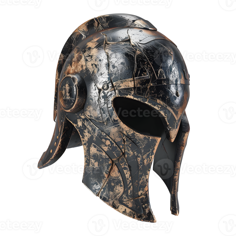 ai generado grunge vikingo casco aislado en transparente antecedentes png