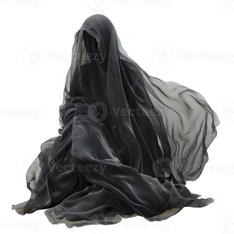 AI generated Ghost inside black cloth isolated on transparent background png