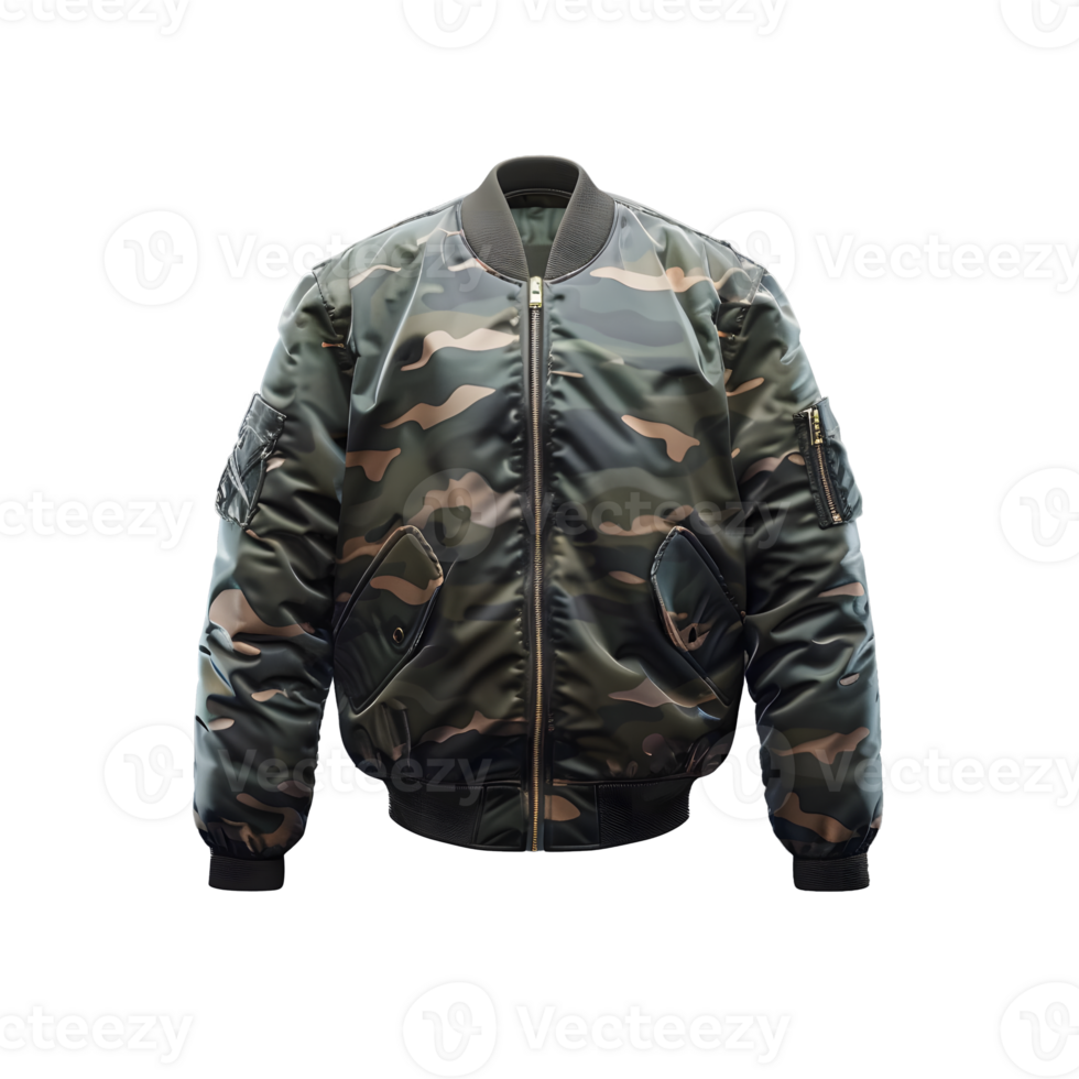 AI generated Military jacket with camouflage pattern PNG