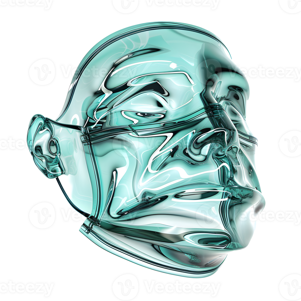 AI generated 3D rendering abstract face wearing medic mask isolated on transparent background png