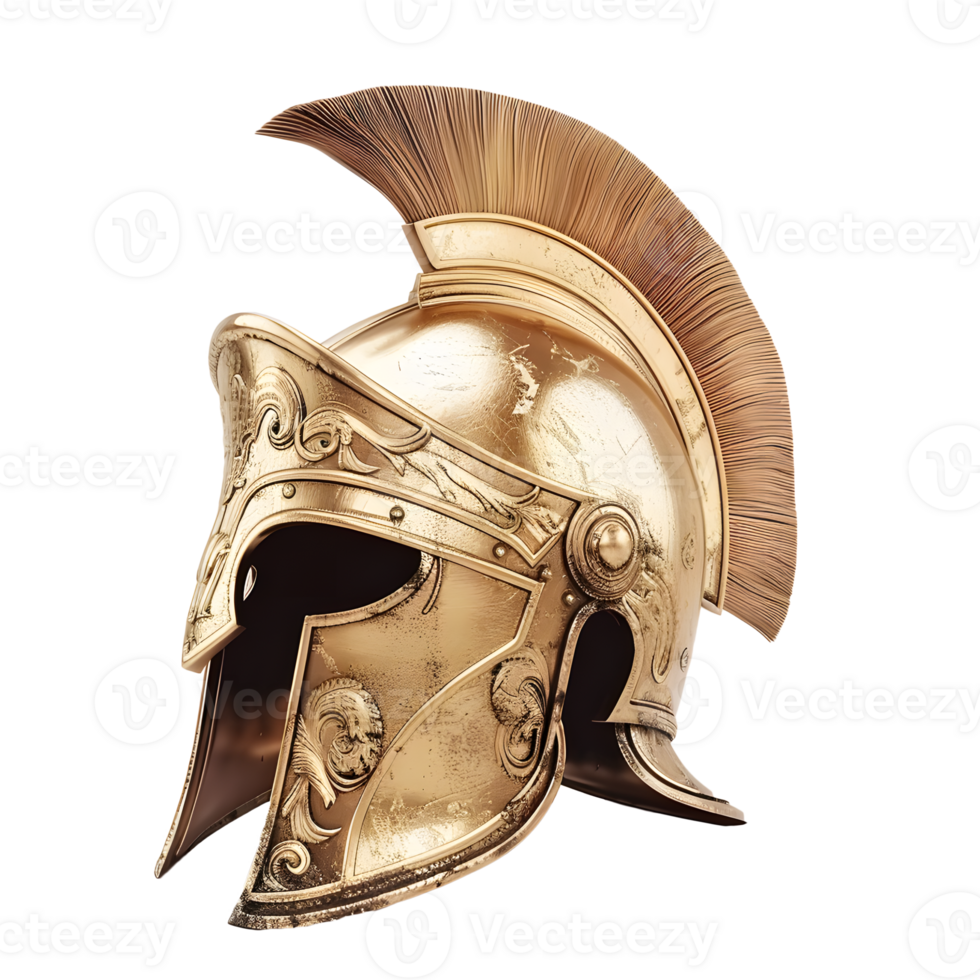 AI generated Gold roman helmet Isolated on transparent background png