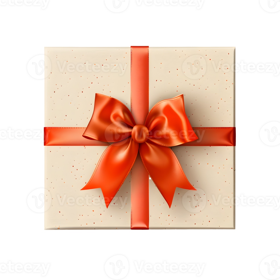 AI generated Top view realistic gift box with red bow PNG