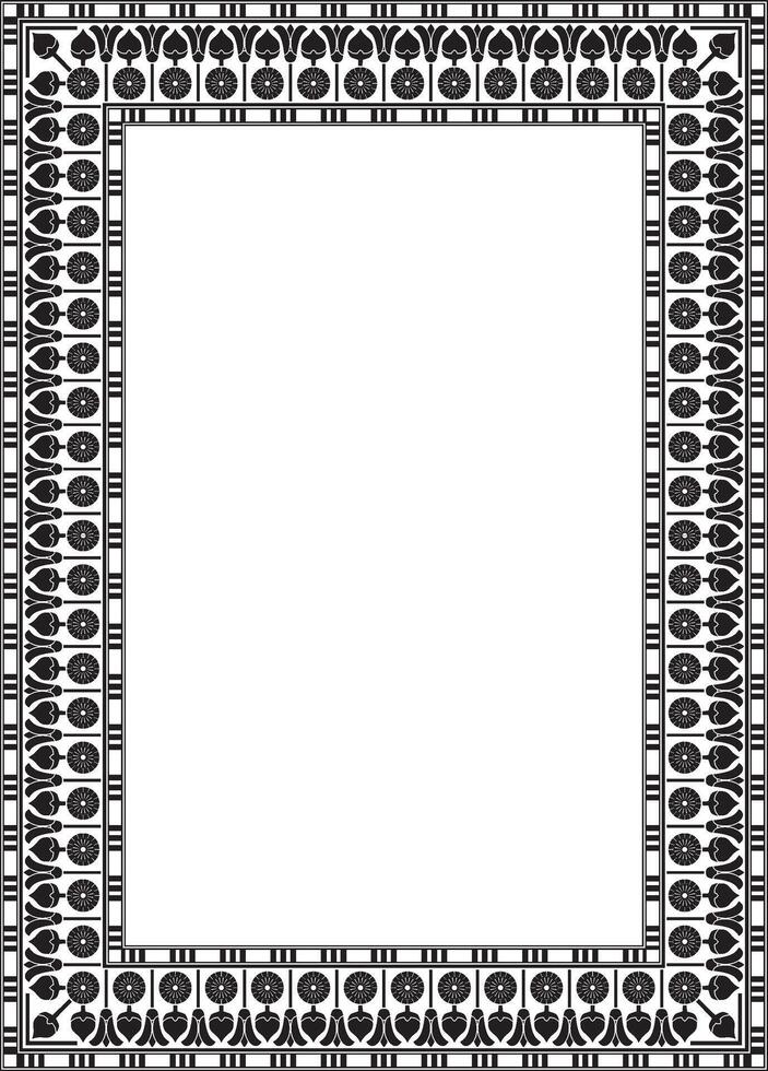 Vector monochrome black square Egyptian ornament. Endless Rectangle, Ring of Ancient Egypt. Geometric African frame