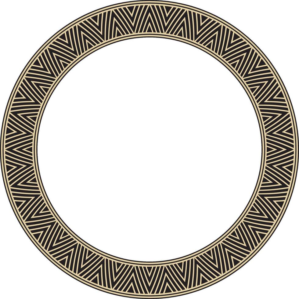 Vector gold and black round Yakut ornament. Endless circle, border, frame of the northern peoples of the Far East.