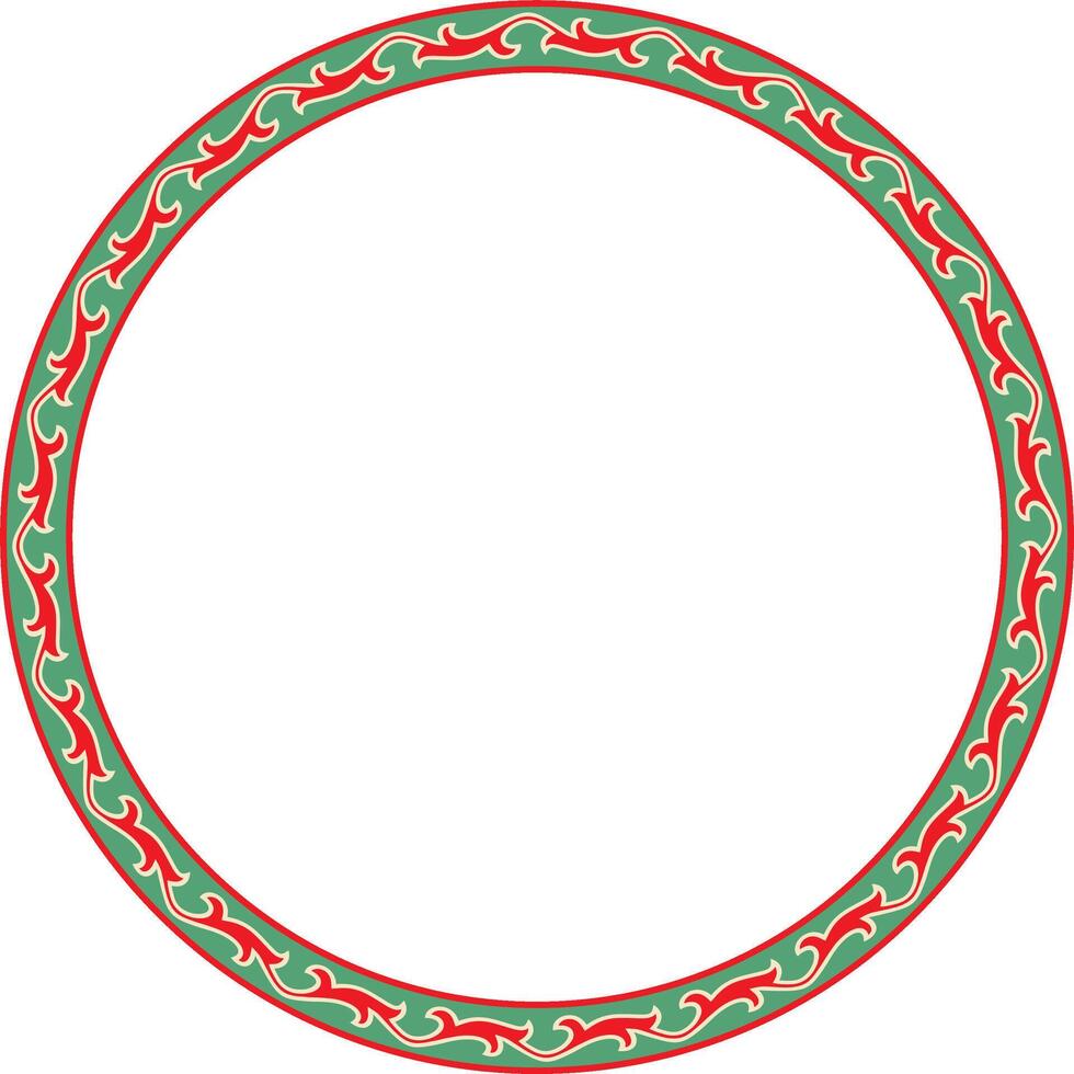 Vector colored round Kazakh national ornament. Ethnic pattern of the peoples of the Great Steppe, Mongols, Kyrgyz, Kalmyks, .Buryats. circle, frame border