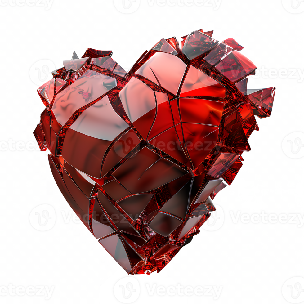 AI generated Broken red heart isolated on transparent background png