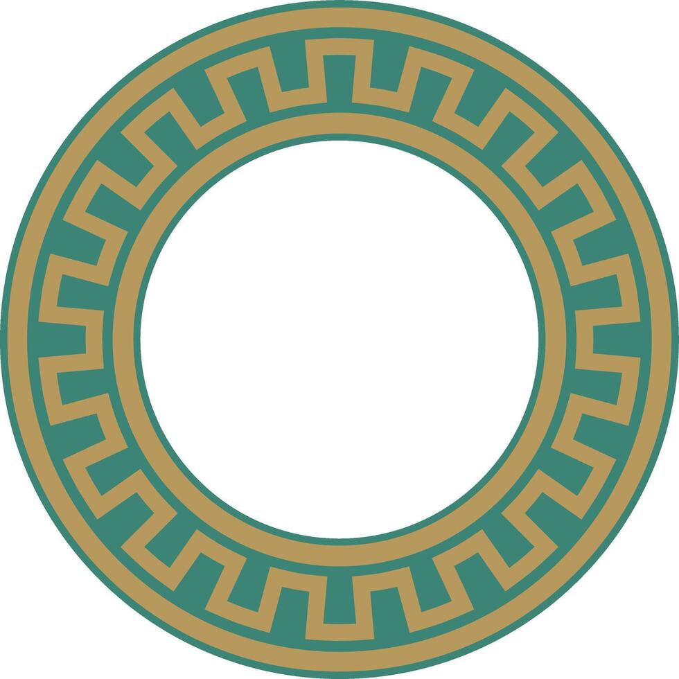 Vector round gold and green jewish national ornament. Star of David. Semitic folk circle, pattern. Israeli ethnic sign, ring..