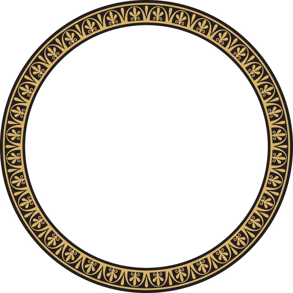 vector redondo oro y negro griego marco. clásico meandro ornamento. frontera antiguo Grecia, romano imperio.