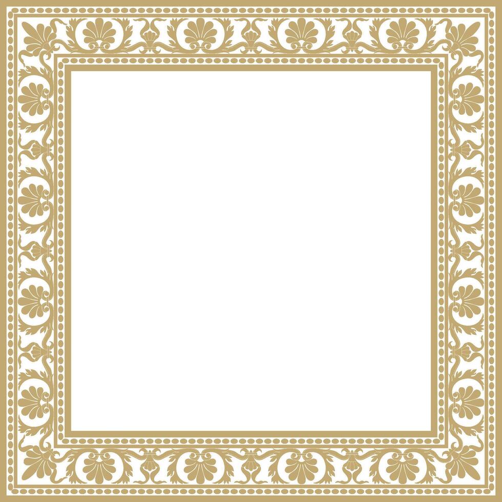 Vector gold square classic renaissance ornament. Endless european border, revival style frame.