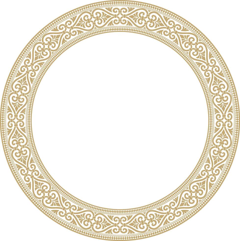 Vector gold round ornament ring of ancient Greece. Classic pattern frame border Roman Empire