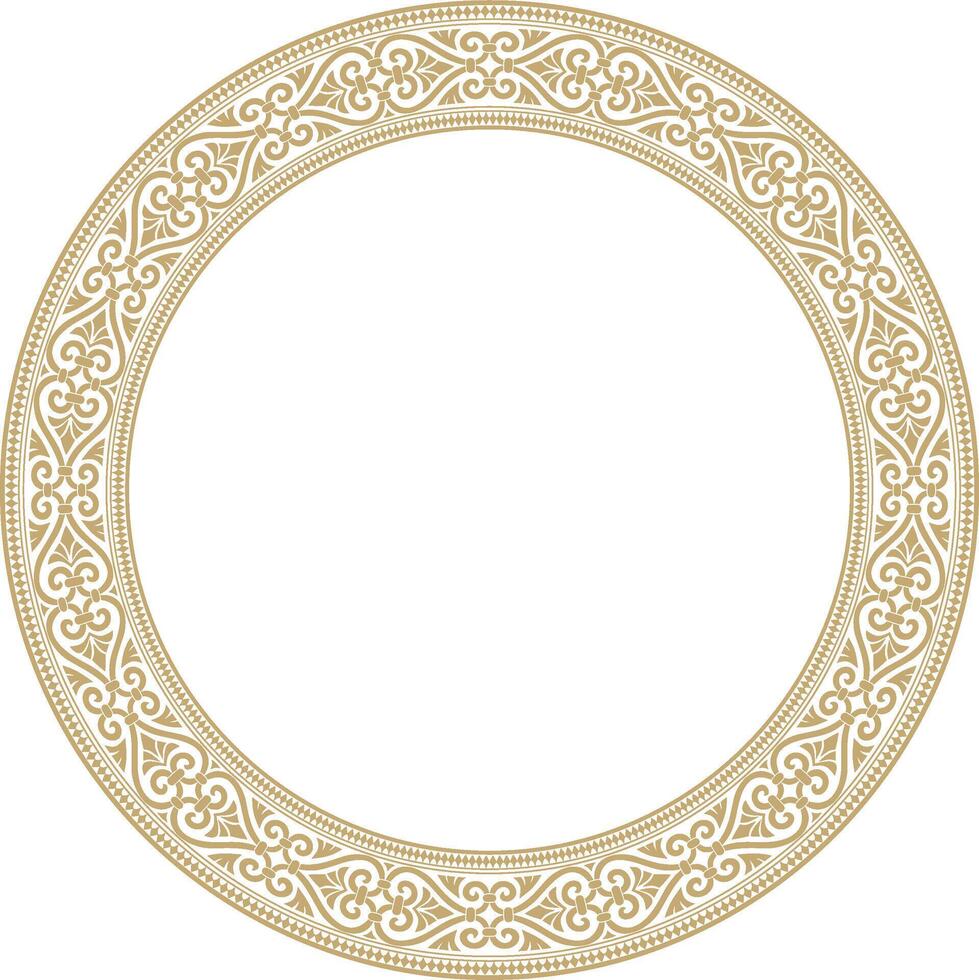 Vector gold round ornament ring of ancient Greece. Classic pattern frame border Roman Empire