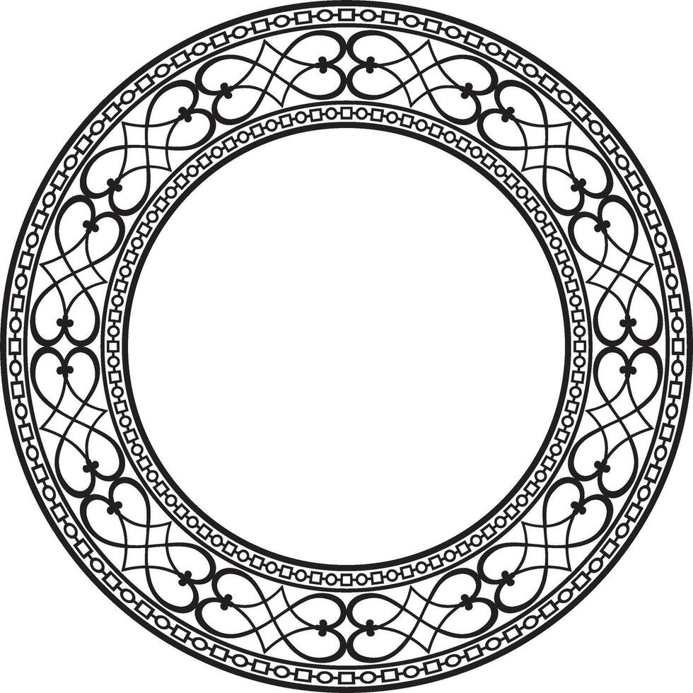 Vector monochrome black round classic renaissance ornament. Circle, ring european border, revival style frame.