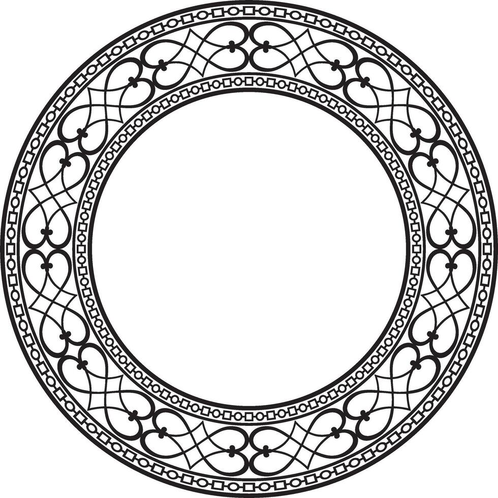 Vector monochrome black round classic renaissance ornament. Circle, ring european border, revival style frame.