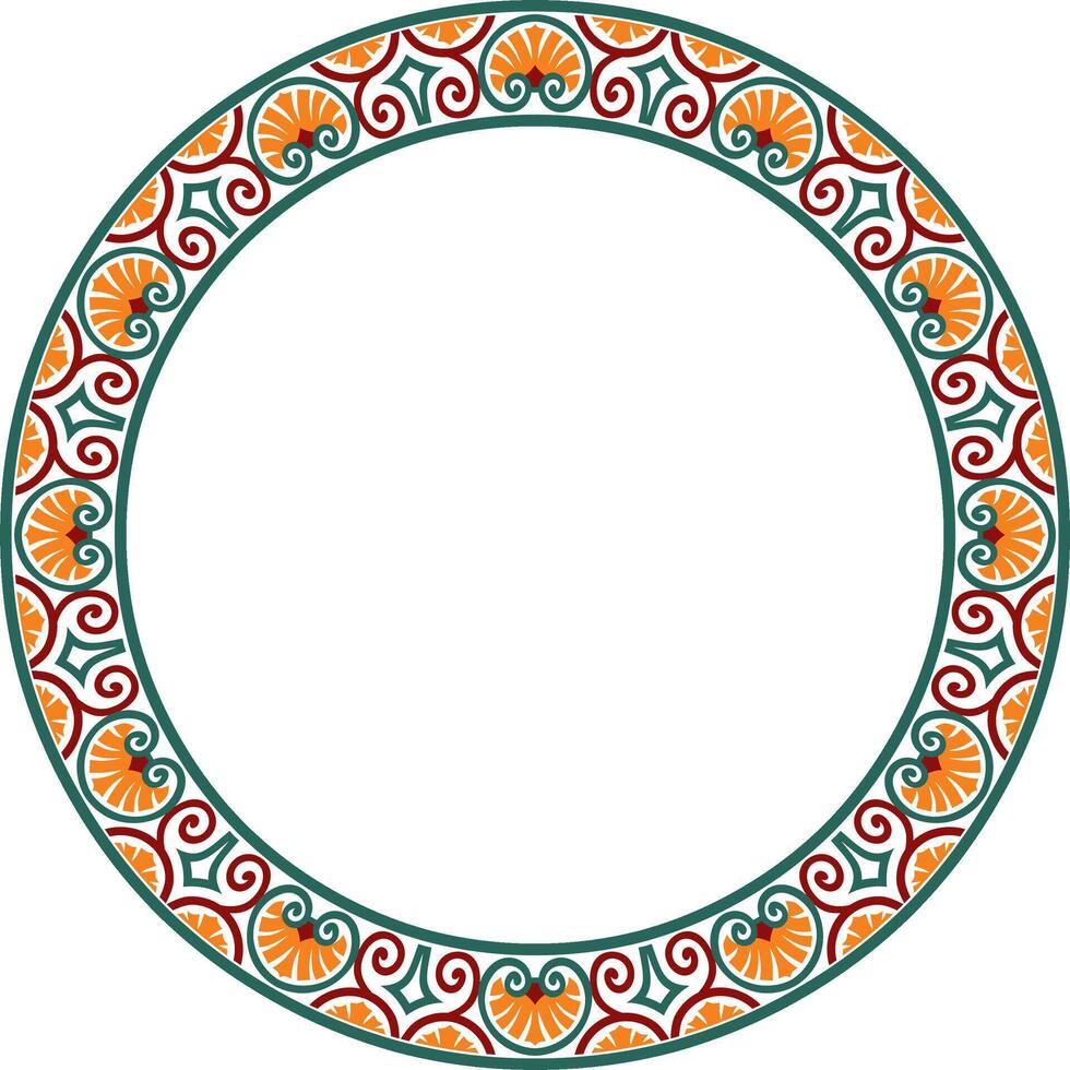 Vector colored round classical ornament of the renaissance era. Circle, ring european border, revival style frame