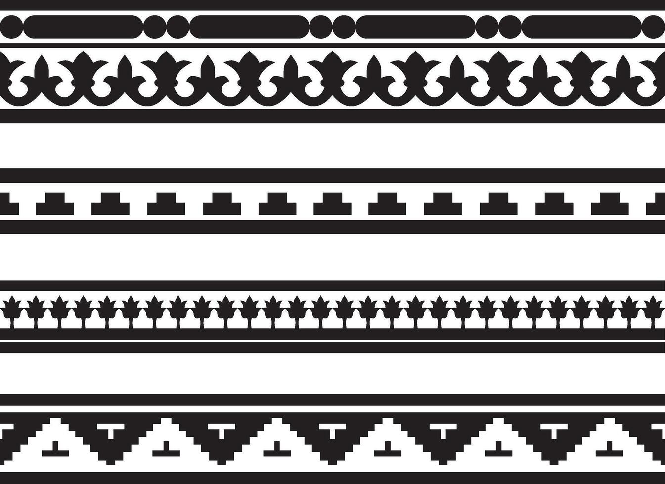 Vector set of monochrome seamless classic byzantine ornament. Endless border, Ancient Greece, Eastern Roman Empire frame. Decoration of the Russian Orthodox Church
