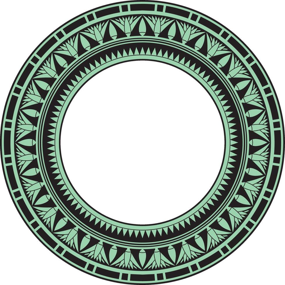 Vector ancient green and black Egyptian round ornament. Endless national ethnic border, frame, ring.