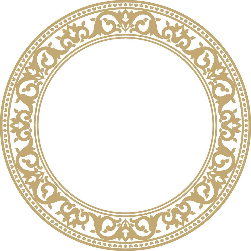 Vector gold round turkish ornament. Endless Ottoman national border, frame, ring