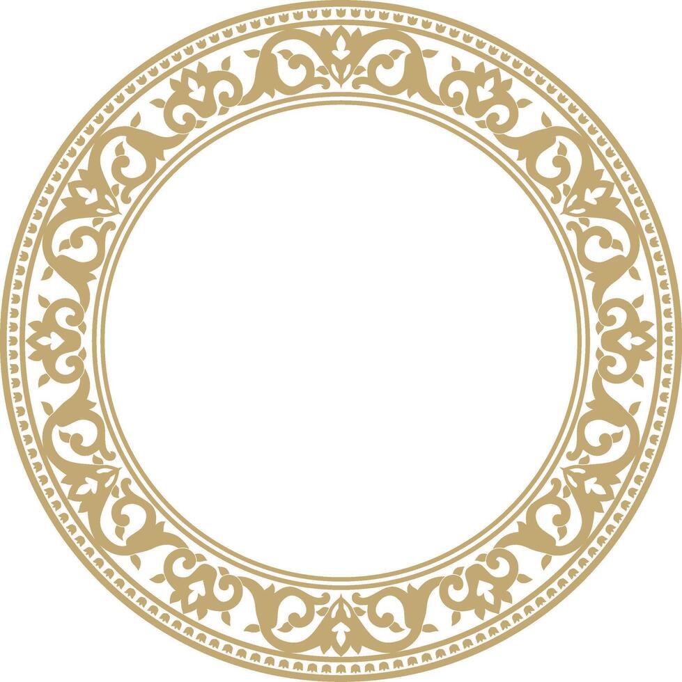 Vector gold round turkish ornament. Endless Ottoman national border, frame, ring