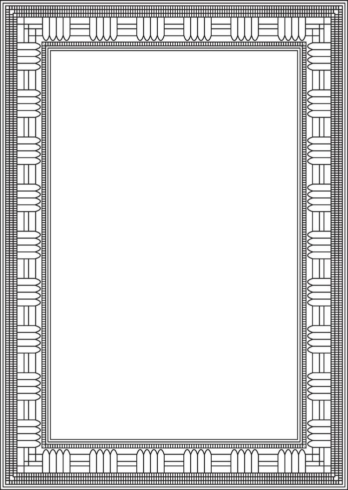 Vector monochrome black square Egyptian ornament. Endless Rectangle, Ring of Ancient Egypt. Geometric African frame